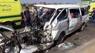 إصابة 6 أشخاص فى حادث تصادم سيارتين بطريق بورسعيد