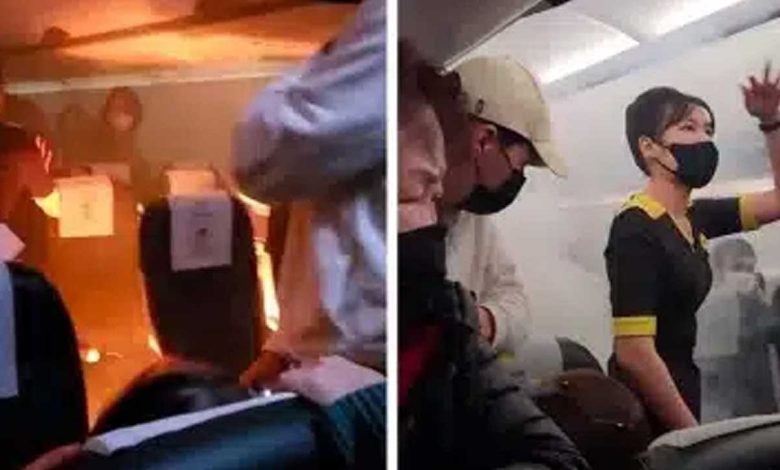 راكب يشعل النيران على متن طائرة سبب شاحن جوال (فيديو)