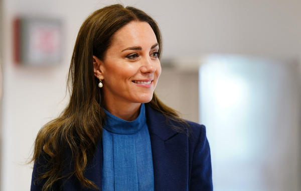 Britain's Catherine, Duchess of Cambridge reacts during a visit to St. John's Primary School in Glasgow on May 11, 2022.Jane Barlow / POOL / AFP