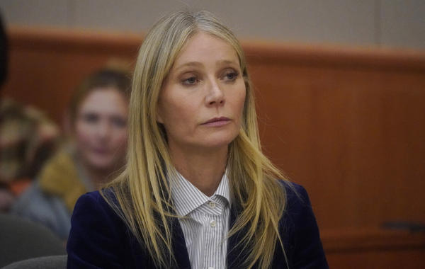 Gwyneth Paltrow reacts to the verdict in the trial over her 2016 ski collision with 76-year-old Terry Sanderson on March 30, 2023, in Park City, Utah.  Rick Bowmer / POOL / AFP