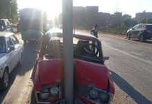 مصرع شخص وإصابة آخرين من المنيا في تصادم سيارة بعمود بالطريق الغربي