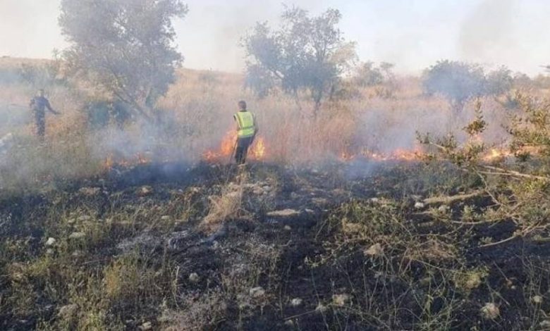 مستوطنون يحرقون محاصيل زراعية بمسافر يطا جنوب الخليل