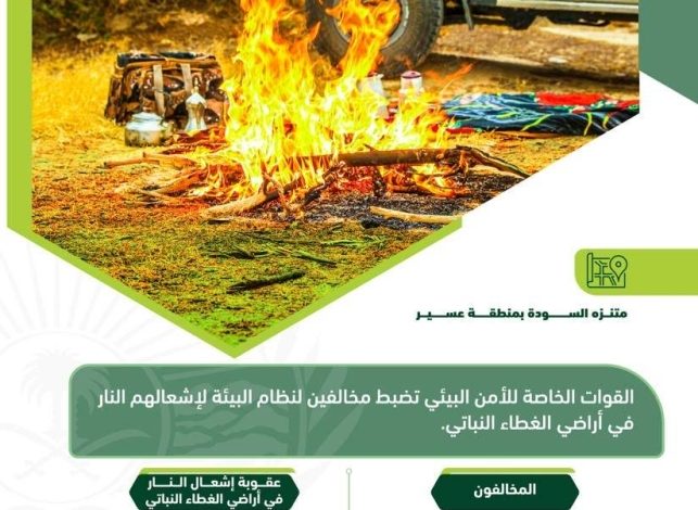 ضبط 8 مخالفين لنظام البيئة لإشعالهم النار في المناطق المحمية وأراضي الغطاء النباتي - أخبار السعودية