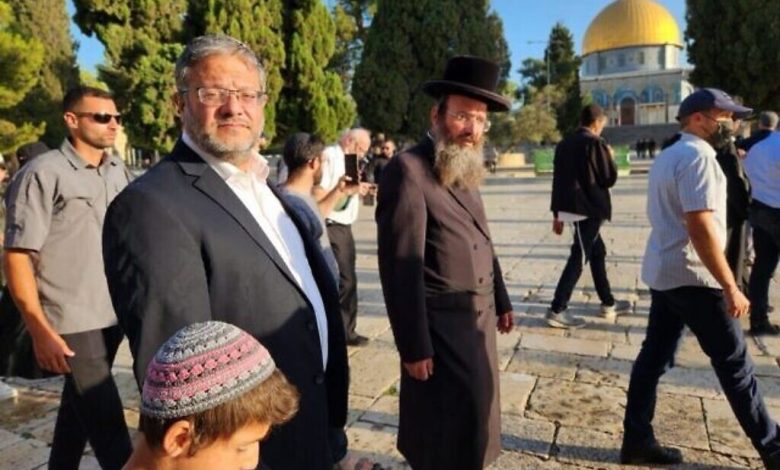 بن غفير يجري جولة في الحرم القدسي في "تشعا بآف" ويثير غضب الفلسطينيين والأردن